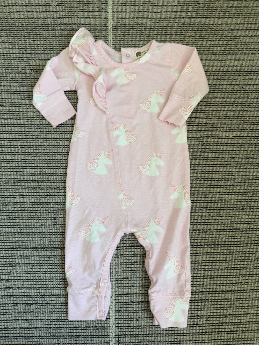 Monica + Andy 3-6 MO Unicorn Ruffle One-Piece Romper